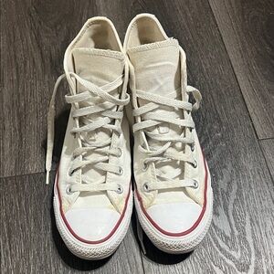 Converse White High-Top Sneakers with Red Trim